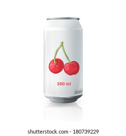 Grey tin of fruit juice. Vector design 