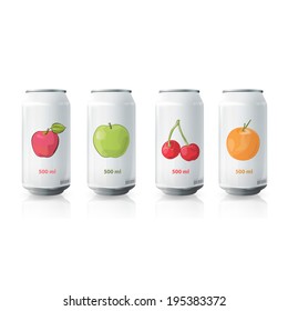 Grey Tin Of Fruit Juice. Vector Design 