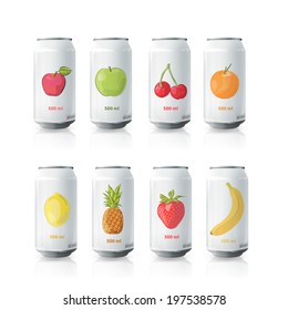 Grey Tin Of Fruit Juice. Vector Design 