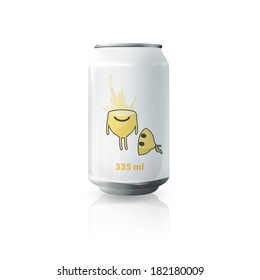 Grey tin of lemon juice. Vector design 