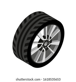 Grey Tire Isometric 3d Vector Icon 