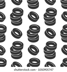 Grey tires seamless pattern background. Car tire texture, vector illustration