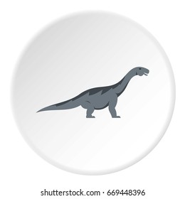 Grey titanosaurus dinosaur icon in flat circle isolated on white background vector illustration for web
