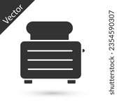Grey Toaster with toasts icon isolated on white background.  Vector Illustration
