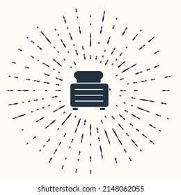 Grey Toaster with toasts icon isolated on beige background. Abstract circle random dots. Vector Illustration