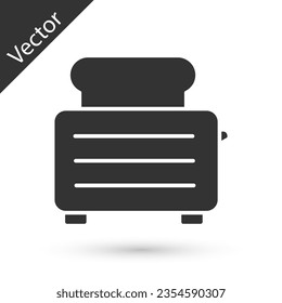 Grey Toaster with toasts icon isolated on white background.  Vector Illustration