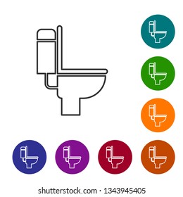 Grey Toilet bowl line icon isolated on white background. Vector Illustration