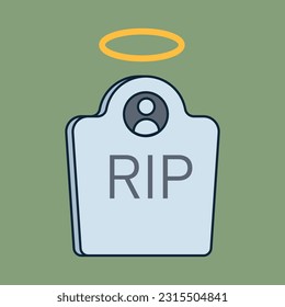 The Grey Tombstone with halo ring. Isolated Vector Illustration
