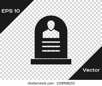 Grey Tombstone with RIP written on it icon isolated on transparent background. Grave icon. Vector Illustration