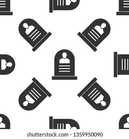 Grey Tombstone with RIP written on it icon isolated seamless pattern on white background. Grave icon. Vector Illustration