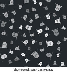 Grey Tombstone with RIP written on it icon isolated seamless pattern on black background. Grave icon.  Vector Illustration