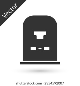 Grey Tombstone with RIP written on it icon isolated on white background. Grave icon.  Vector Illustration