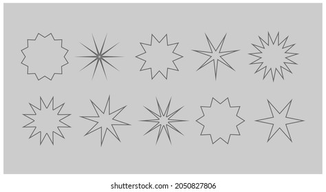 Grey tone vector set of design elements for abstract backgrounds. Outlines, star theme.