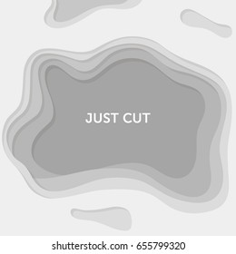 Grey tones paper cut out background with copy space in center.