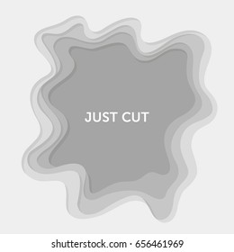 Grey tones paper cut out background with copy space in center.