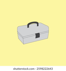 Grey toolbox vector illustration. Repair or construction instrument storage