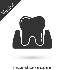 Gray Tooth Symbol einzeln auf weißem Hintergrund. Zahnradsymbol für Zahnarztklinik oder Zahnarztmedizin und Zahnpastenverpackung. Vektorgrafik.
