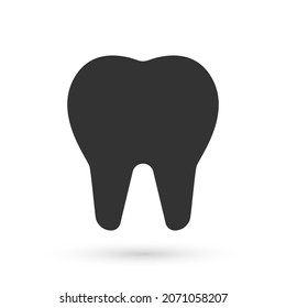 Icono de Diente gris aislado en fondo blanco. Símbolo dental para clínica odontológica o centro médico odontológico y paquete de pasta dental.  Vector