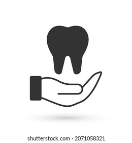 Grey Tooth icon isolated on white background. Tooth symbol for dentistry clinic or dentist medical center and toothpaste package.  Vector