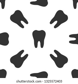 Grey Tooth icon isolated seamless pattern on white background. Tooth symbol for dentistry clinic or dentist medical center and toothpaste package. Vector Illustration