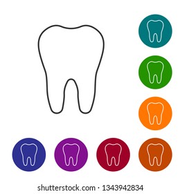 Grey Tooth line icon isolated on white background. Tooth symbol for dentistry clinic or dentist medical center and toothpaste package. Vector Illustration