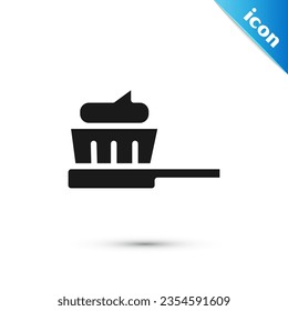 Grey Toothbrush with toothpaste icon isolated on white background.  Vector Illustration