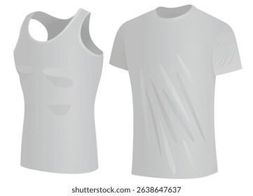 Grey top tank and t shirt. vector illustration