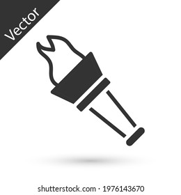 Grey Torch flame icon isolated on white background. Symbol fire hot, flame power, flaming and heat.  Vector