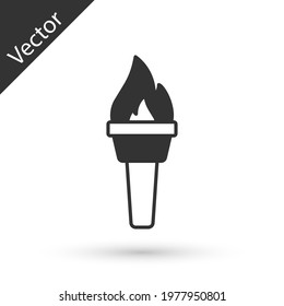 Grey Torch flame icon isolated on white background. Symbol fire hot, flame power, flaming and heat.  Vector