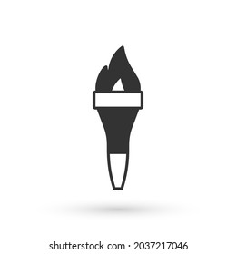 Grey Torch flame icon isolated on white background. Symbol fire hot, flame power, flaming and heat.  Vector