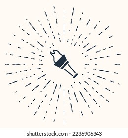 Grey Torch flame icon isolated on beige background. Symbol fire hot, flame power, flaming and heat. Abstract circle random dots. Vector