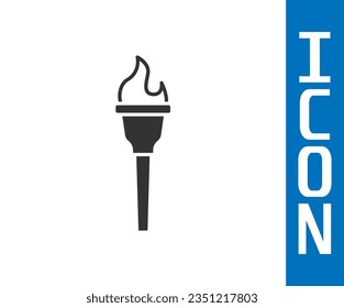 Grey Torch flame icon isolated on white background. Symbol fire hot, flame power, flaming and heat.  Vector