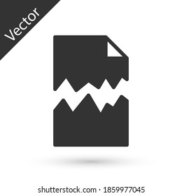 Grey Torn document icon isolated on white background. Vector.