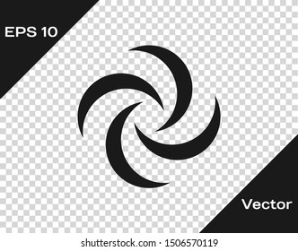 Grey Tornado icon isolated on transparent background. Cyclone, whirlwind, storm funnel, hurricane wind or twister weather icon.  Vector Illustration
