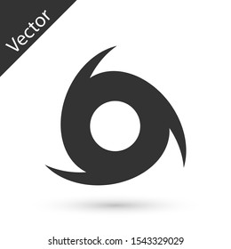 Grey Tornado icon isolated on white background. Cyclone, whirlwind, storm funnel, hurricane wind or twister weather icon.  Vector Illustration