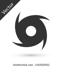 Grey Tornado icon isolated on white background. Cyclone, whirlwind, storm funnel, hurricane wind or twister weather icon.  Vector Illustration