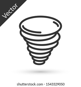 Grey Tornado icon isolated on white background. Cyclone, whirlwind, storm funnel, hurricane wind or twister weather icon.  Vector Illustration