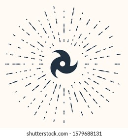 Grey Tornado icon isolated on beige background. Cyclone, whirlwind, storm funnel, hurricane wind or twister weather icon. Abstract circle random dots. Vector Illustration