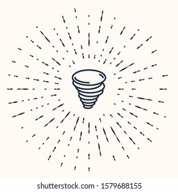 Grey Tornado icon isolated on beige background. Cyclone, whirlwind, storm funnel, hurricane wind or twister weather icon. Abstract circle random dots. Vector Illustration