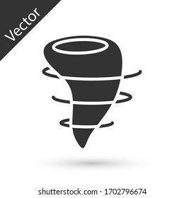 Icono gris Tornado aislado en fondo blanco. Ilustración vectorial