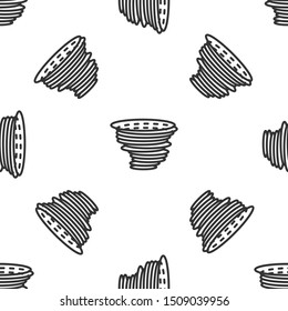 Grey Tornado icon isolated seamless pattern on white background. Cyclone, whirlwind, storm funnel, hurricane wind or twister weather icon.  Vector Illustration