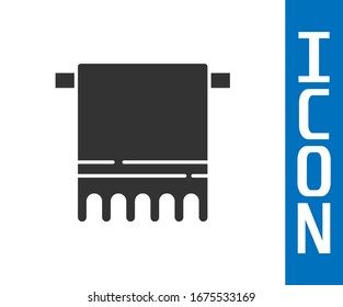 Grey Towel on a hanger icon isolated on white background. Bathroom towel icon.  Vector Illustration