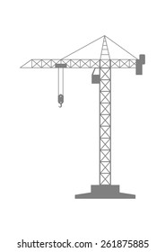 Grey Tower Crane Icon On White Background