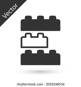 Grey Toy building block bricks for children icon isolated on white background.  Vector