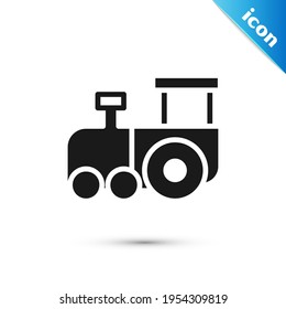 Grey Toy train icon isolated on white background.  Vector