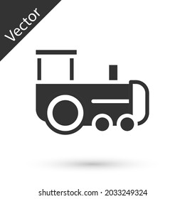 Grey Toy train icon isolated on white background.  Vector