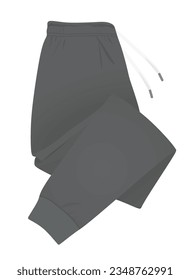Grey tracksuit bottom folded. vector