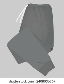 Grey tracksuit bottom folded. vector
