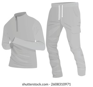 Grey tracksuit. top and bottom. vector