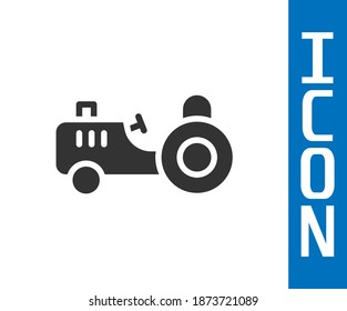 Grey Tractor icon isolated on white background.  Vector